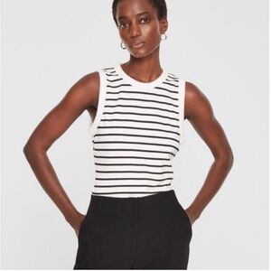 Club Monaco Black and White Striped Knit Top